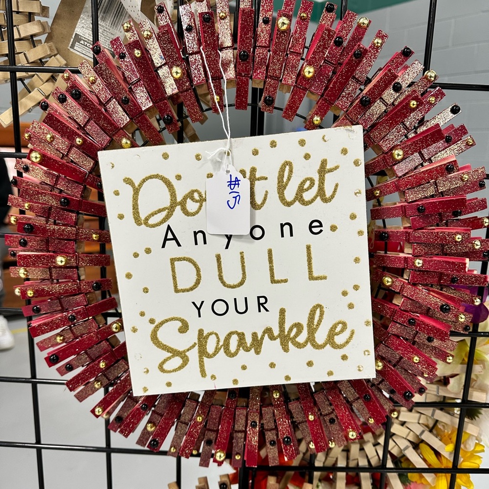 Handmade one of a kind clothespin wreath wall decor